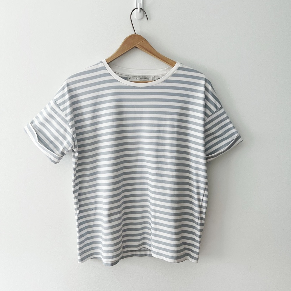 Boxy Stripe Organic Cotton T-Shirt Contemporaine Small